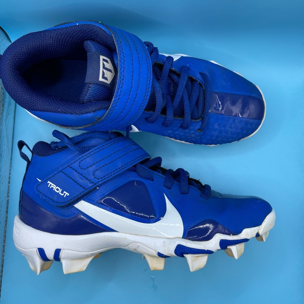 Nike Force Trout 7 Baseball Cleats Blue White Size 2Y